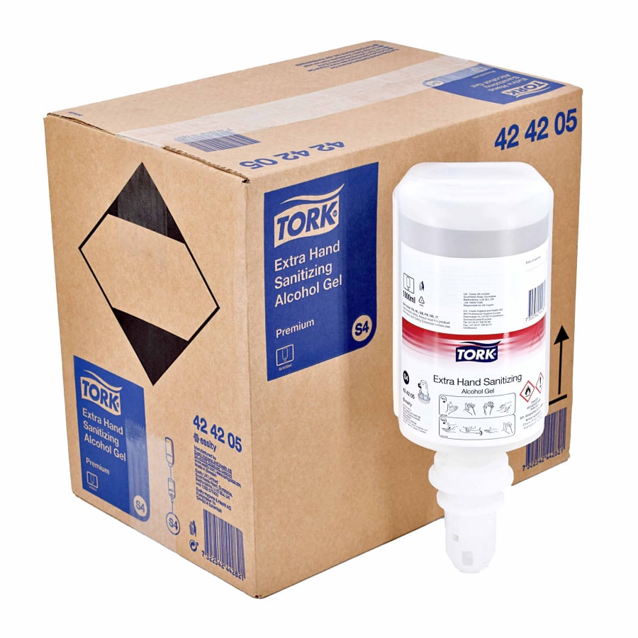 Tork Extra Händedesinfektionsgel Alkohol, S4 - 1 Karton = 6 Kartons à 1 Liter