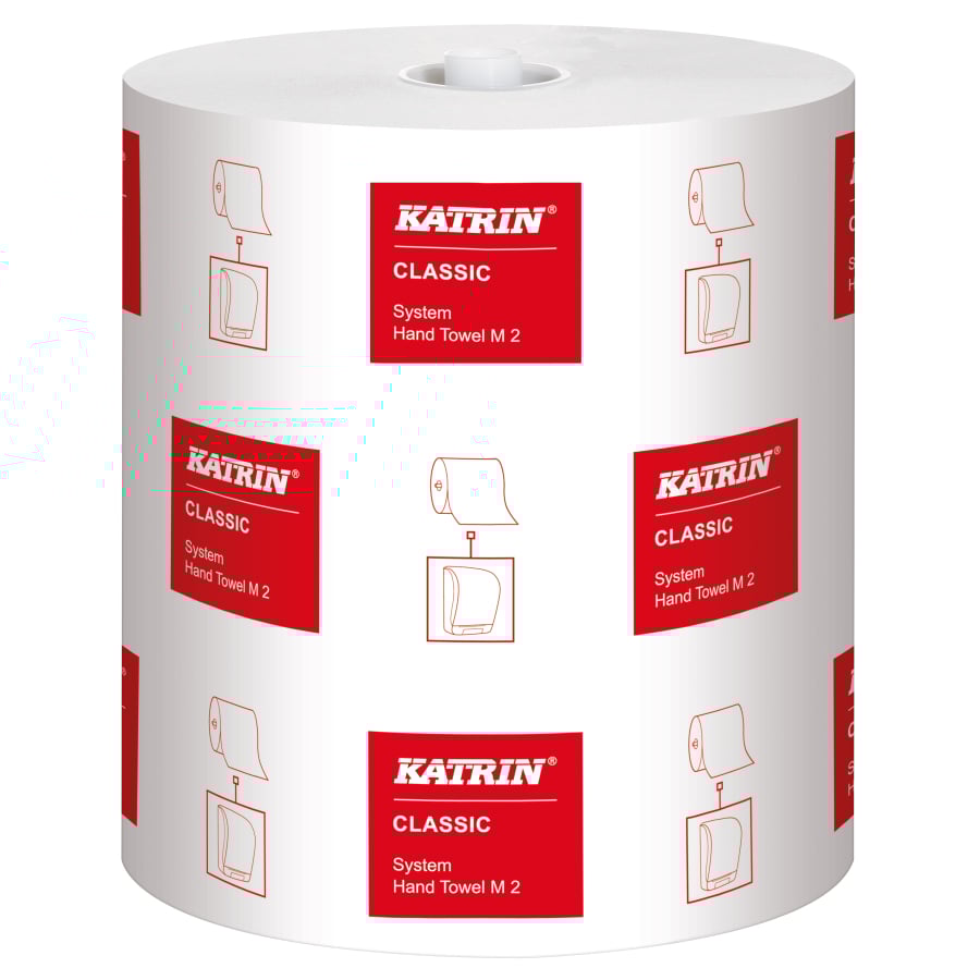 KATRIN System M 711 Papierhandtuchrolle, 2-lagig, 160 m, weiß - Palettenware