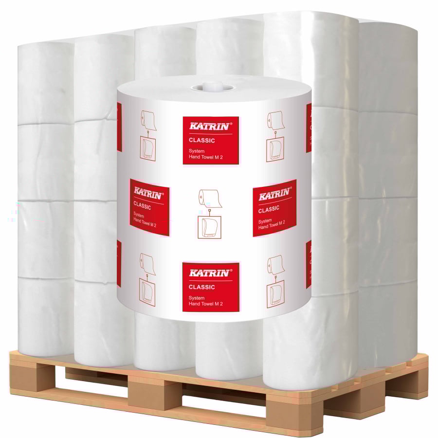 KATRIN System M 711 Papierhandtuchrolle, 2-lagig, 160 m, weiß - Palettenware